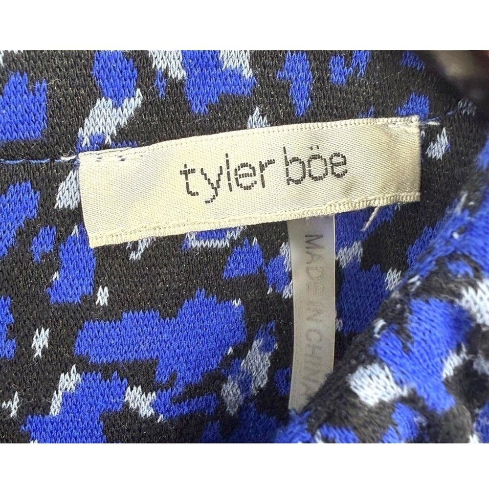 Tyler Boe Blue Abstract Floral Puff‎ Sleeve Ruffle Hem Mini Dress Size Meduim ? - Picture 2 of 10